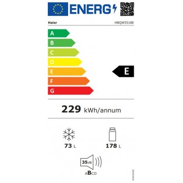 Haier HBQW5518EID Εντοιχιζόμενος Ψυγειοκαταψύκτης 251lt No Frost Υ177.2xΠ54xΒ55cm Haier HBQW5518EID Εντοιχιζόμενος Ψυγειοκαταψύκτης 251lt No Frost Υ177.2xΠ54xΒ55cm